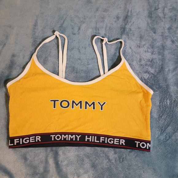 Tommy Hilfiger Mustard Yellow Crop Top Adjustalbe Straps Size Latge - Picture 2 of 9